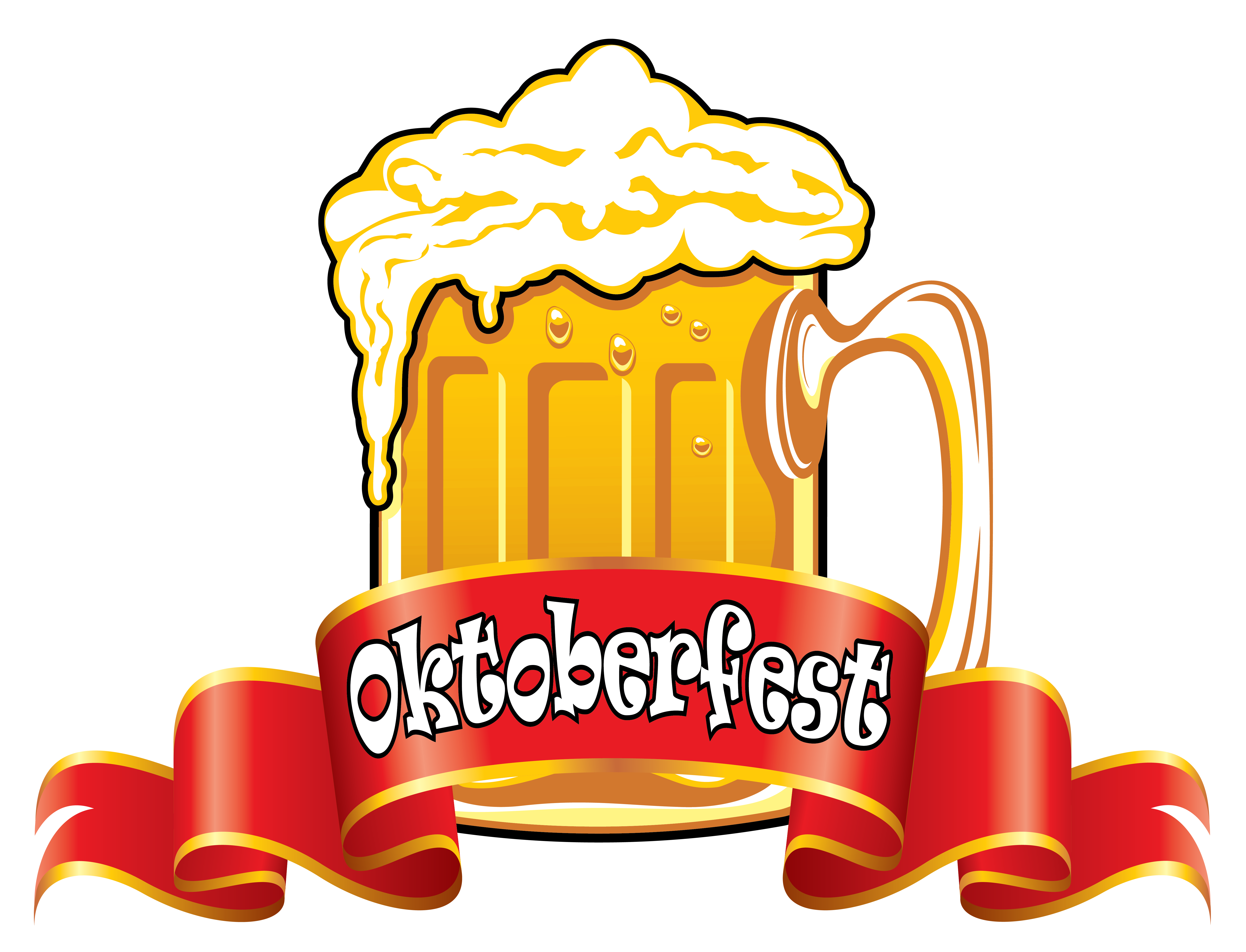 Oktoberfest red banner with beer clipart image