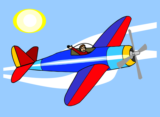 Small airplane in blue sky free clip art