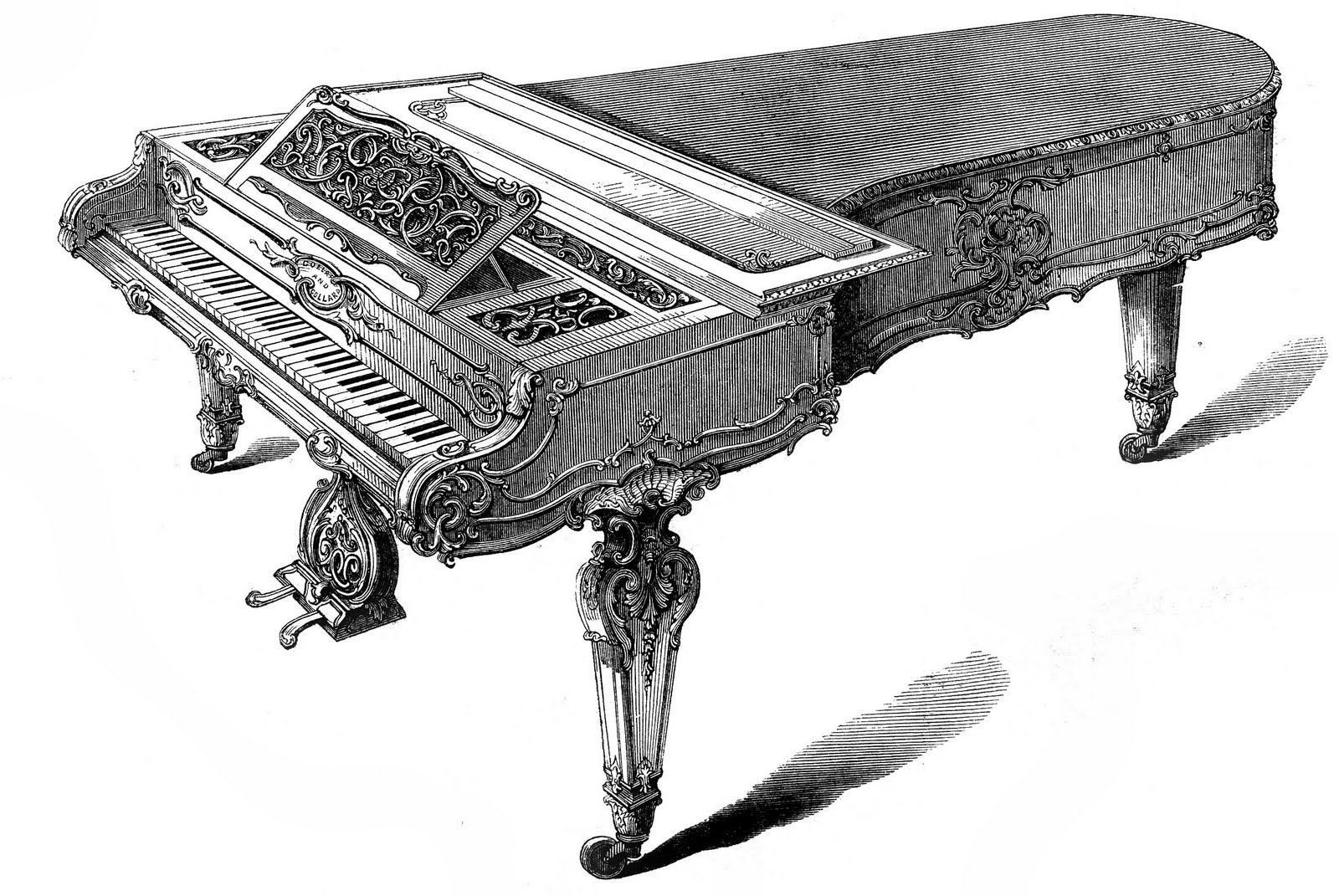 Victorian clip art grand piano forte the graphics fairy