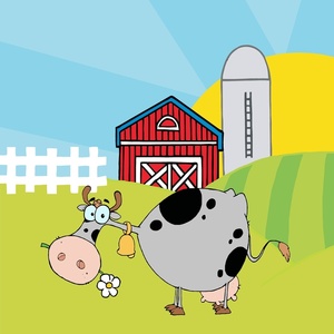 Barn farm clipart image an old dairy cown on the farm munching on a
