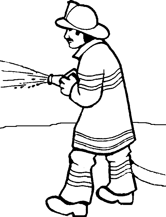 Black and white firefighter clipart