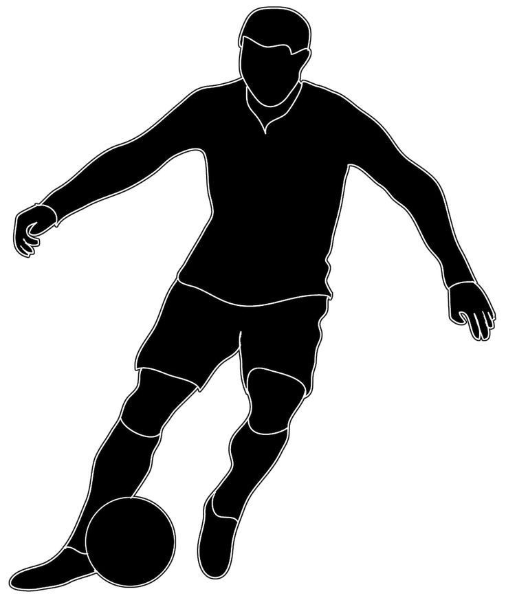 Black white silhouette soccer player clipart