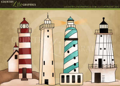 Country life graphics lighthouse clipart