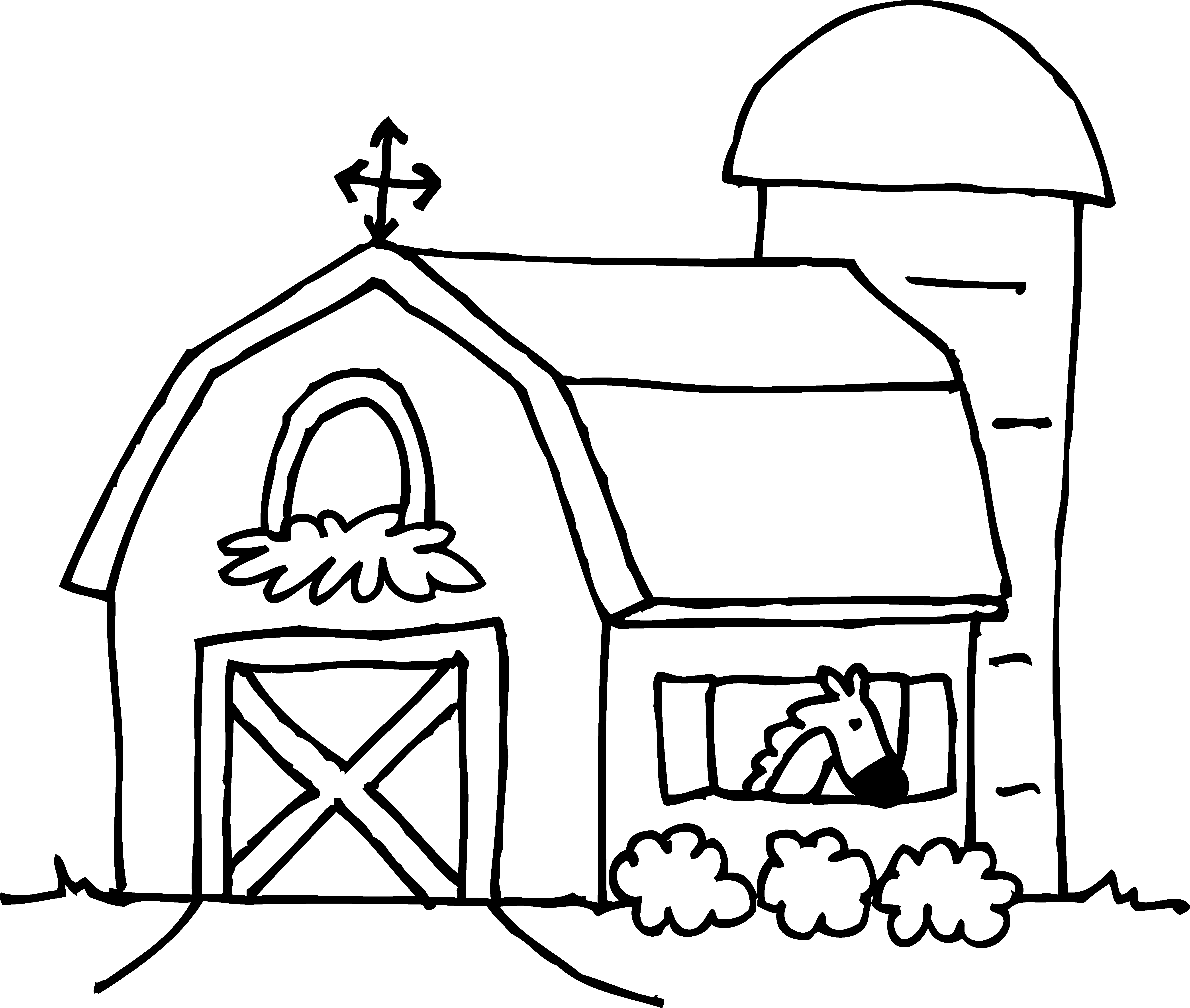 Cute barn coloring page free clip art