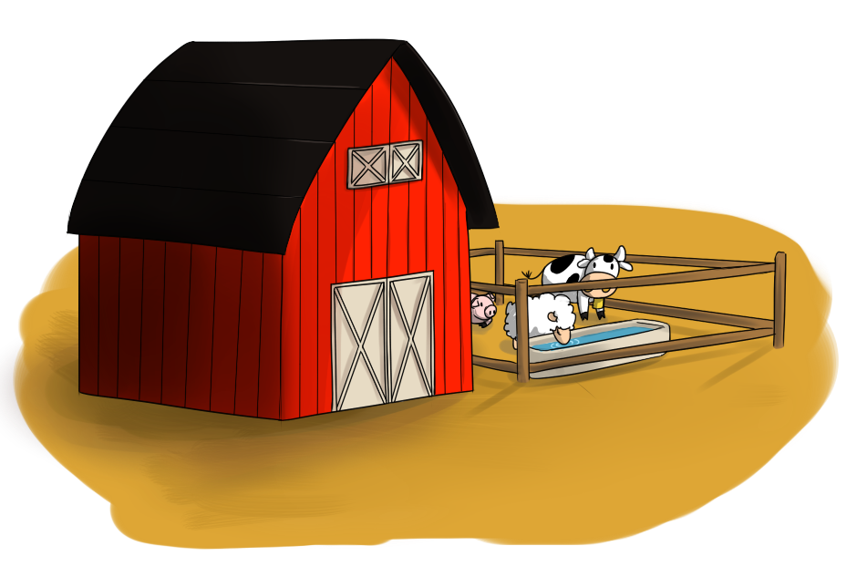 Free barn with farm animals clip art