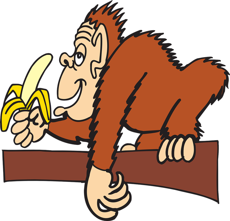 Free monkey eating banana clip art
