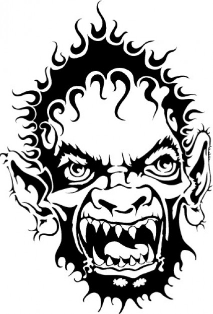 Horrible monster face vector clip art vector free download