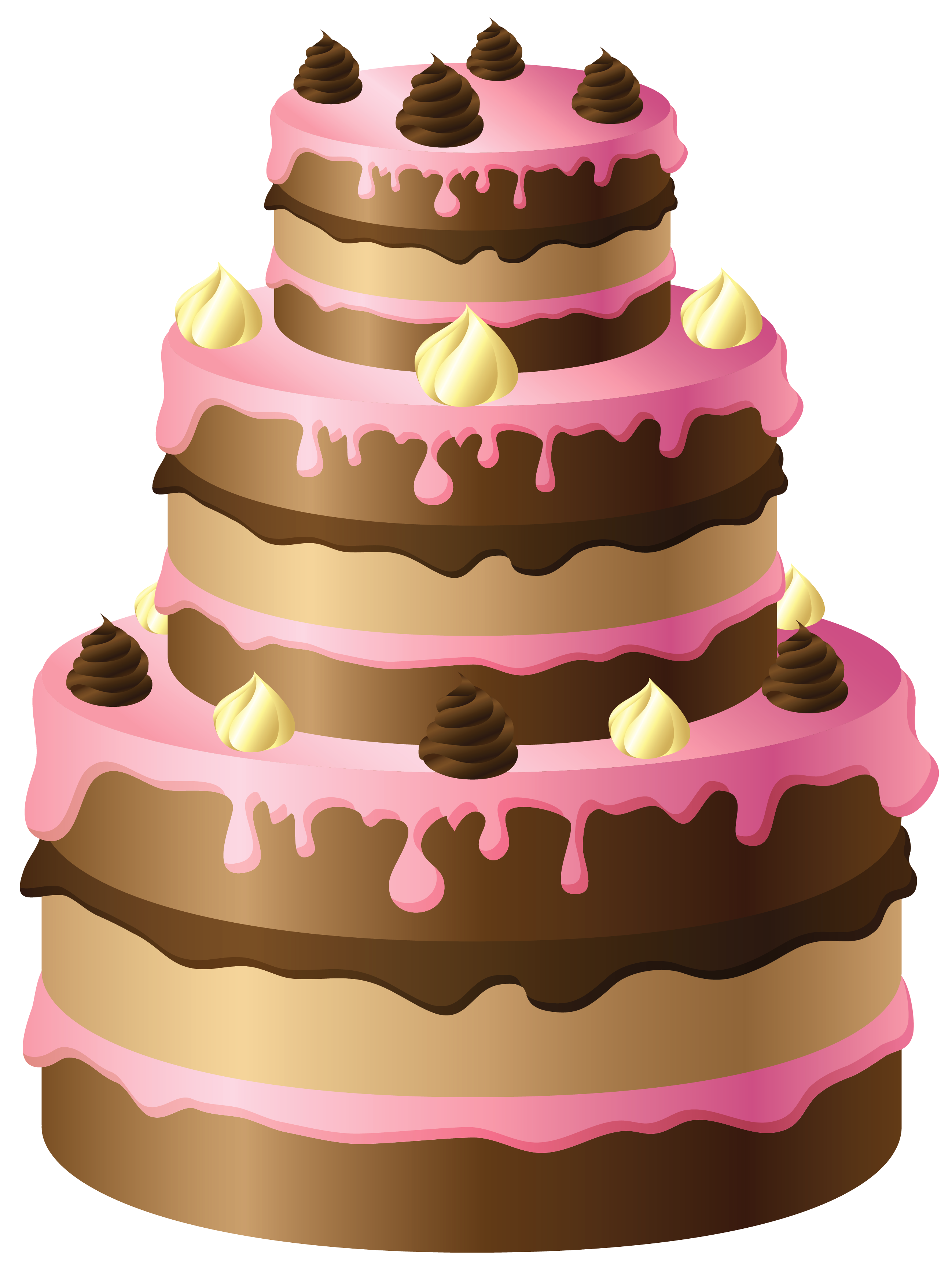 Large chocolate cake with pink cream clipart