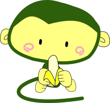 Monkey eating banana clip art free vector in open office drawing