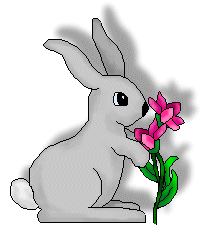 Rabbit clip art gray rabbits holding flowers shadowed