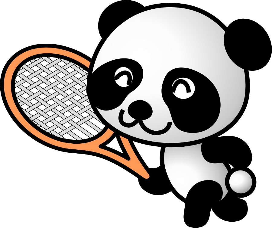 Tennis panda clipart vector clip art free design