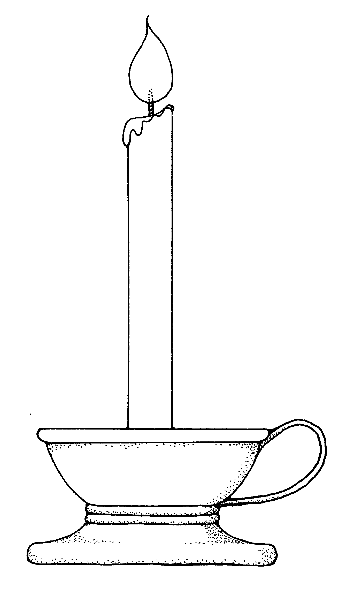 Black and white clipart picture of a candle church candle