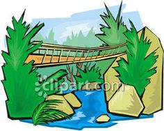 Clip art bridge over water small wooden bridge over a stream