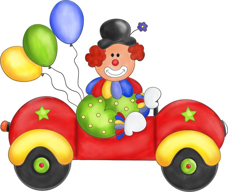 Clown in car with balloons clowns graphics and balloons clipart