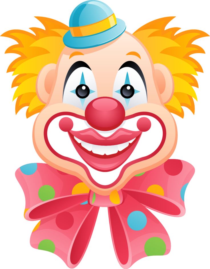 Clowns on clown cake clown faces and clown cupcakes clip art