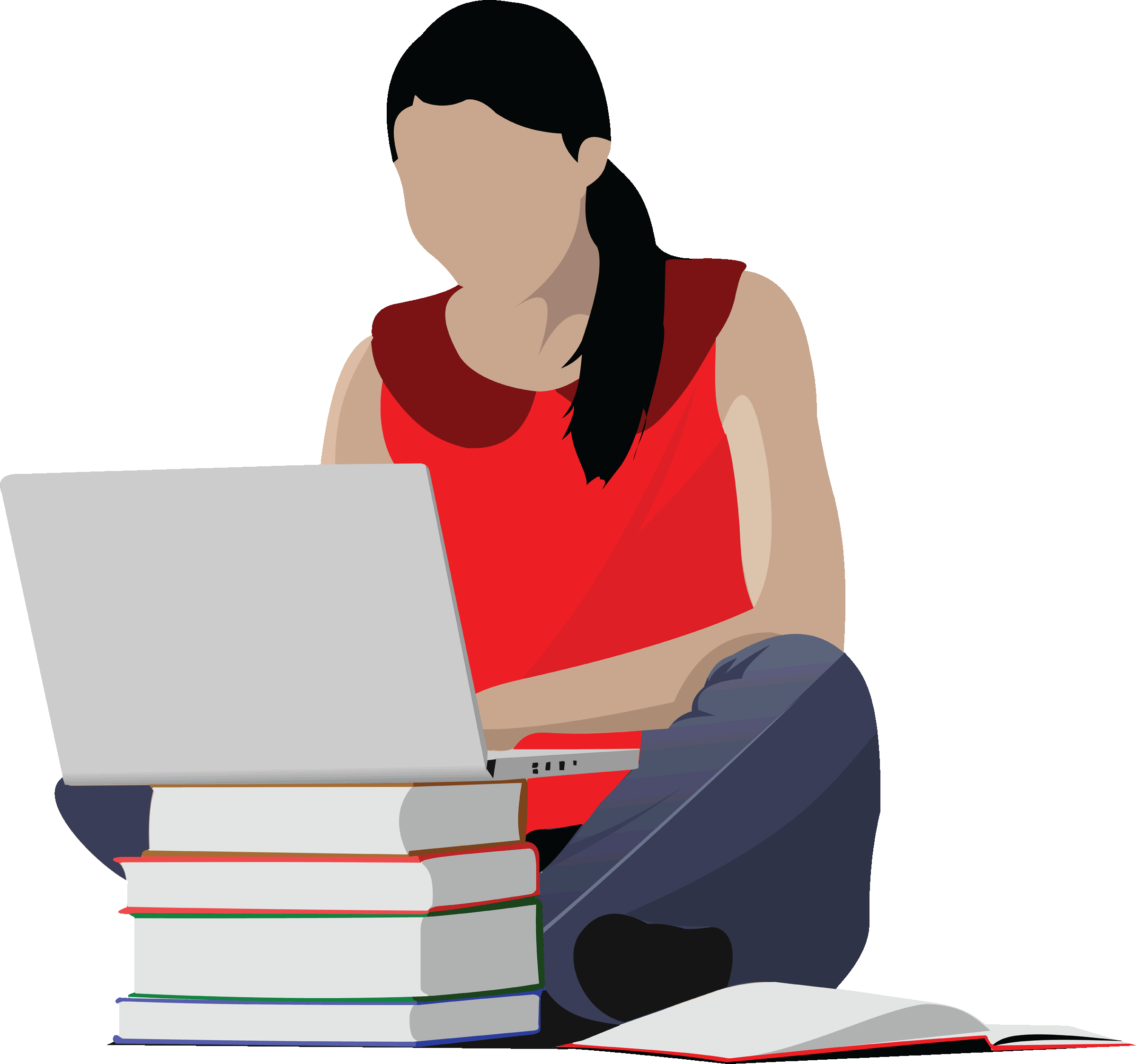 College girl studying clipart clipart kid