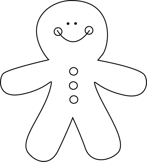 Gingerbread man man black and white clipart clipart kid