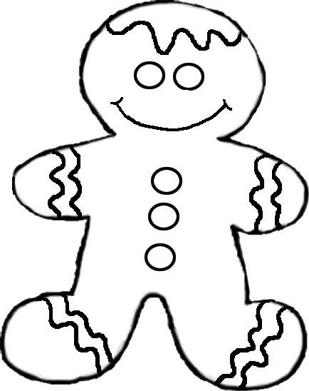 Gingerbread man outline cliparts