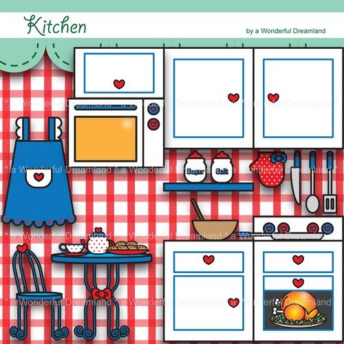 Printable Digital Clipart Clip Art Pdf File Kitchen Happy Clipartix
