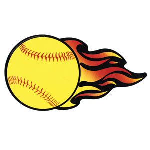 Softball with flames clipart