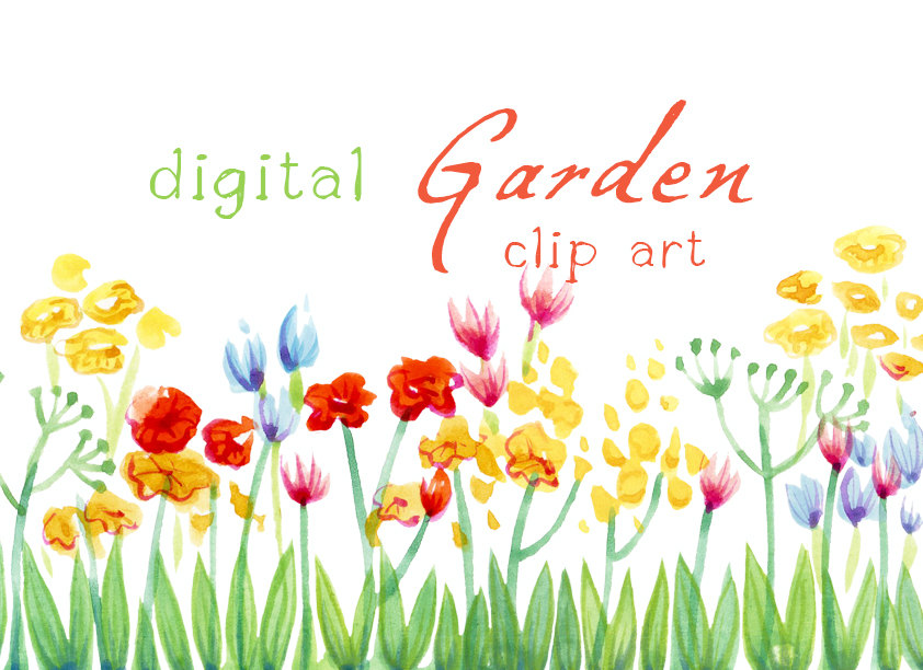 Spring flower garden clipart