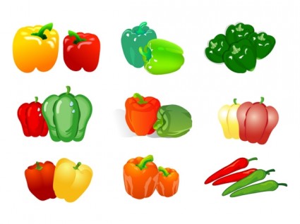 Vegetable clip art of two pepper free vector in adobe illustrator