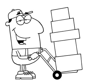 Work clipart image moving man at work with dolly