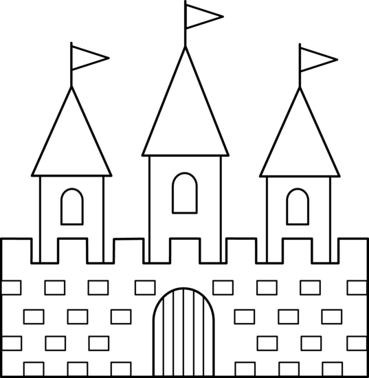Colorable castle line art free clip art image