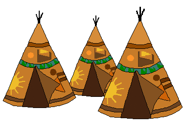 Download tipi clip art of a group of three native american teepees