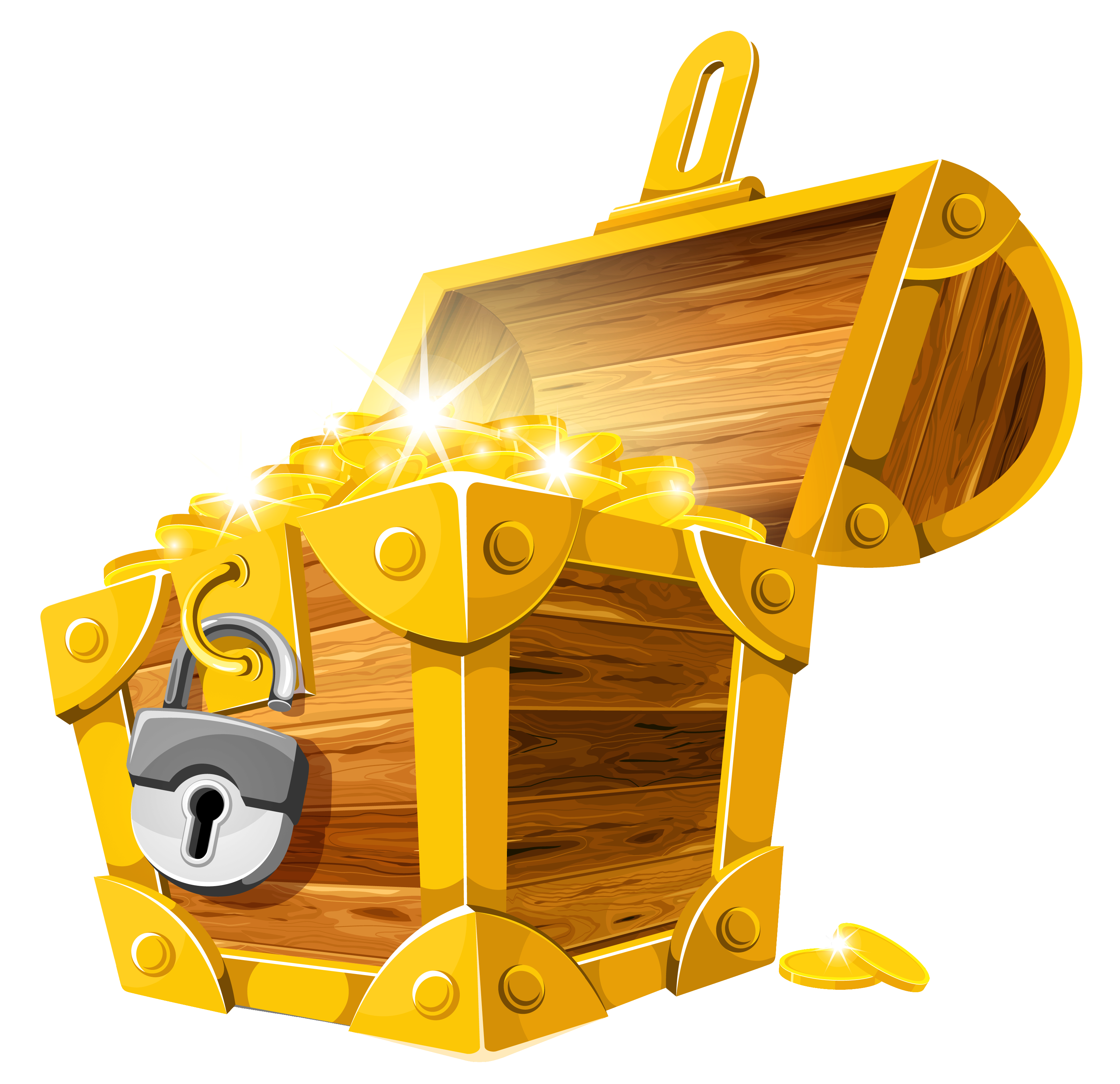 Gold coins treasure chest clipart picture