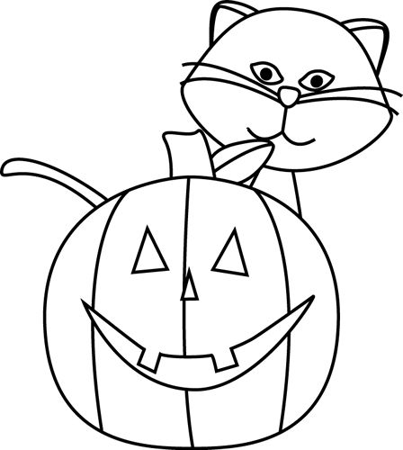 Jack o lantern clip art black and white black and white cat and jack lantern