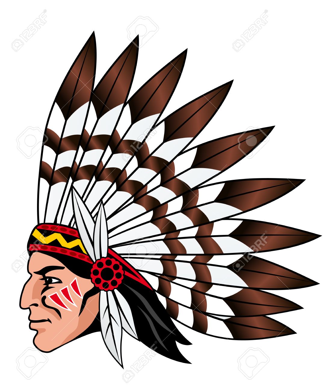 Native american indian chief head clip art image