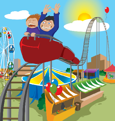 Roller coaster two children riding rollercoaster clipart the arts image