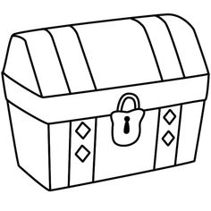 open treasure chest clip art black and white