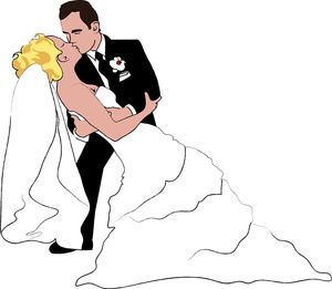 Bride and groom kissing clipart image a cartoon clip art