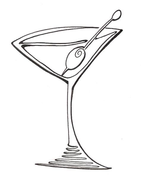 Cartoon martini glass clipart blog line art ideas