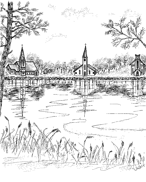 lake black and white clipart