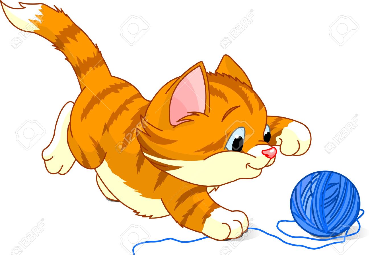 Kitten with yarn clipart