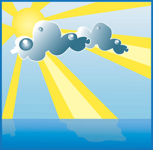 Ocean sunrise clipart image clip art clouds and