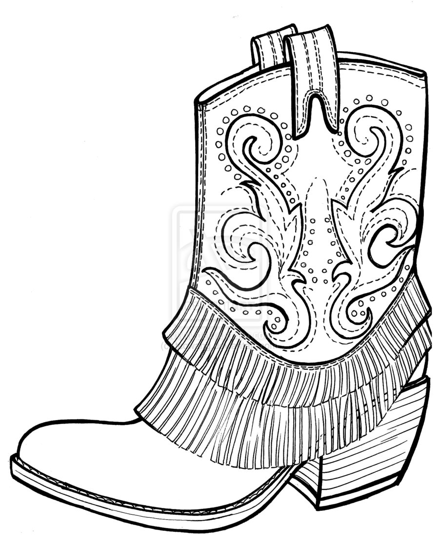 Pics of black and white cowboy boots coloring pages cowboy clipart