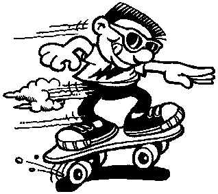 Skateboard black and white clipart clipart kid 3