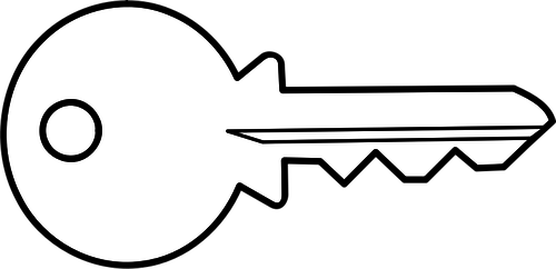 Vector clip art of outline of simple metal door key public