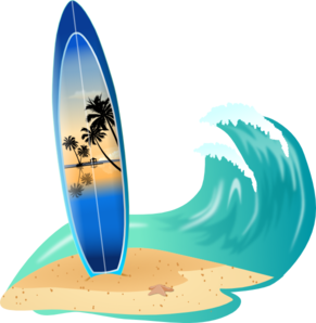 Wave with surfboard clipart