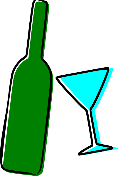 Wine bottle and martini glass clip art vector clip art