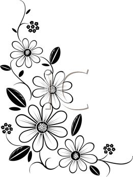 Black and white flower border clipart free 2