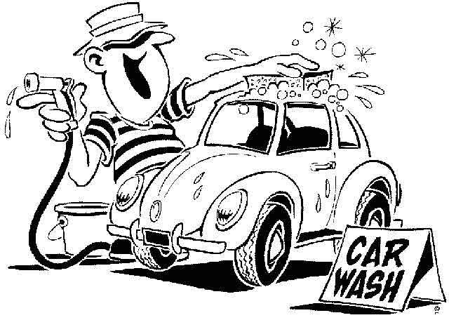 Car wash black and white clipart