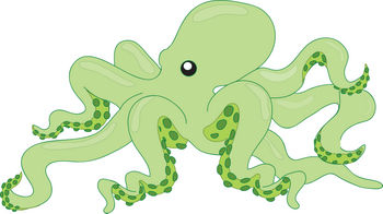 Green octopus clipart