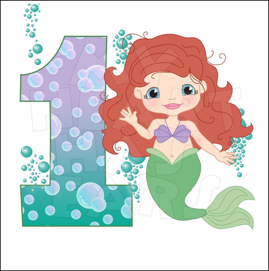 Little mermaid birthday clipart kid 3