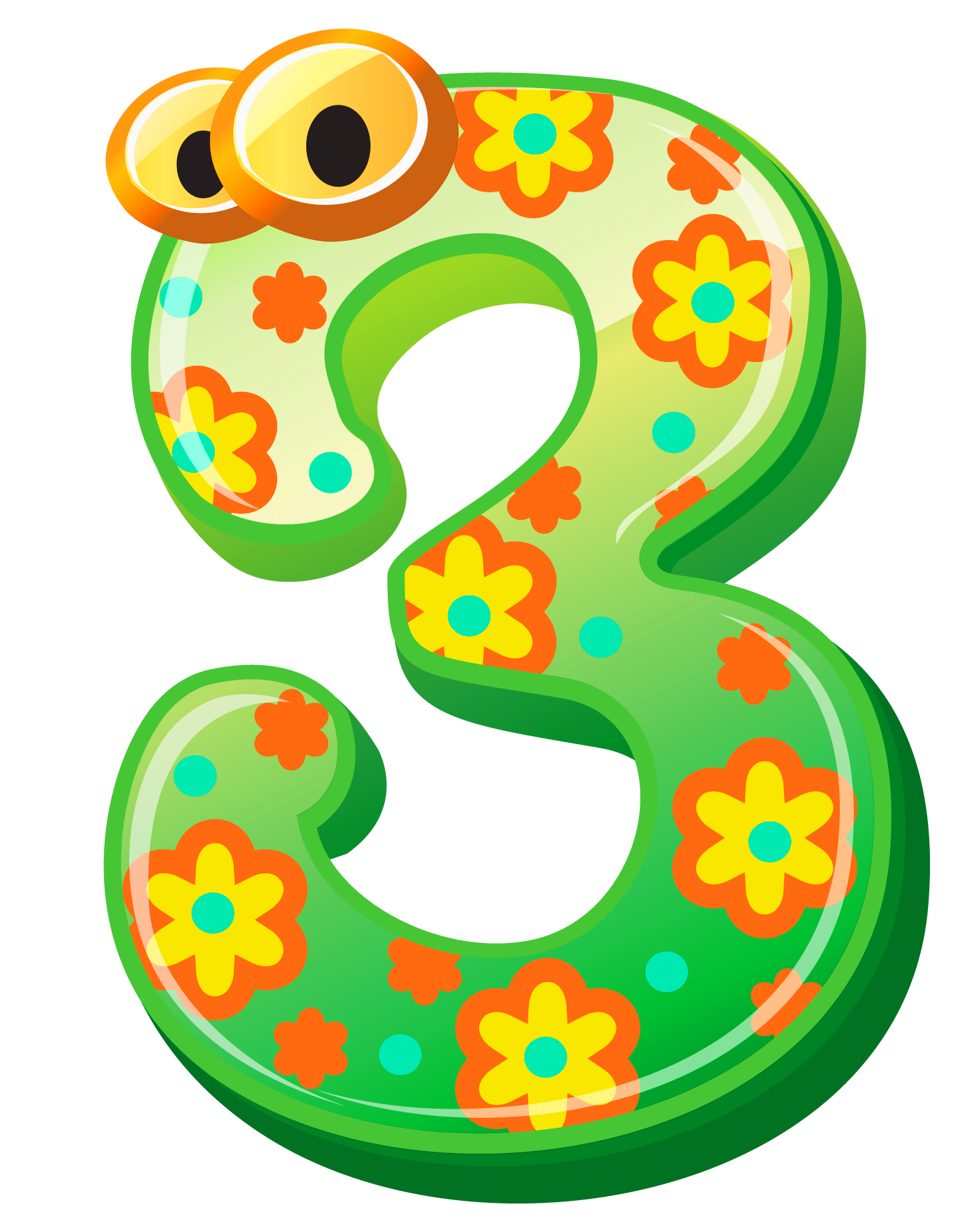 Numbers cute number three clipart image Clipartix