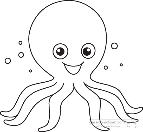 Octopus black and white clipart kid